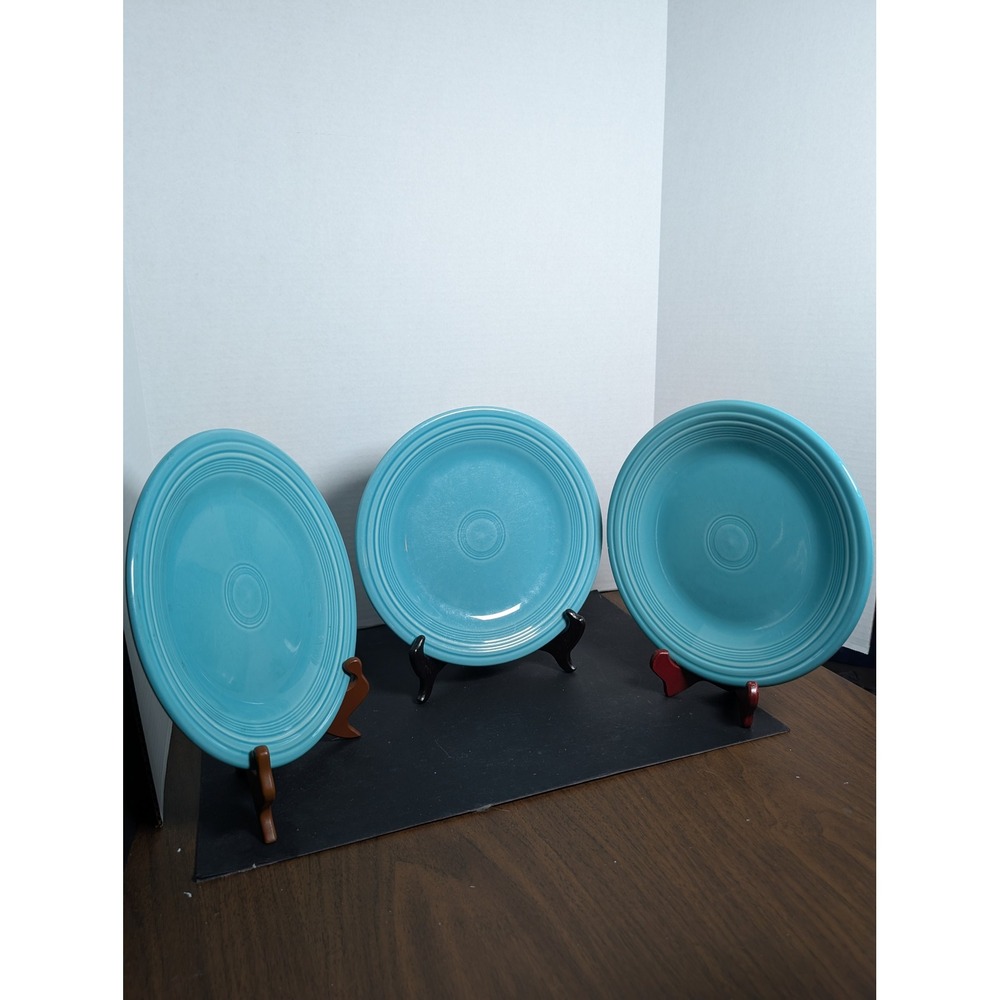 Homer Laughlin FiestaWare Turquoise Dinner Set of 3 Plates 10.5" Marked
